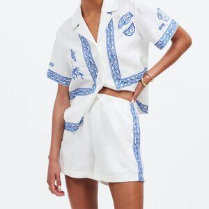 NWT Madewell x Lisa Says Gah! Embroidered Drawstring Pull-On Shorts